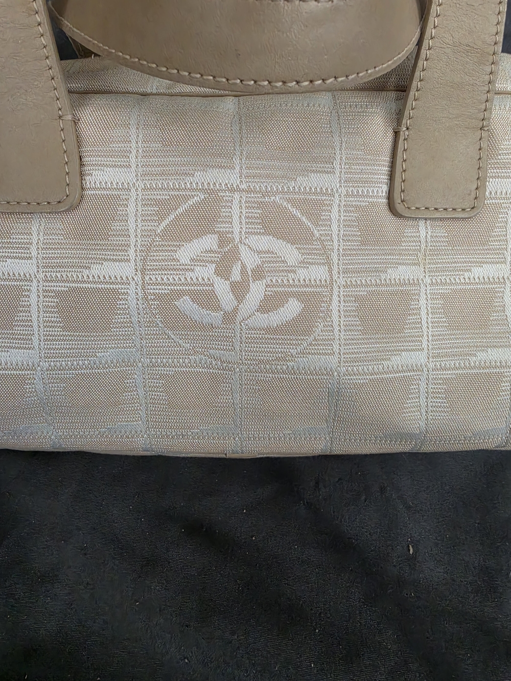 AUTHENTIC CHANEL Beige Top-Handle Satchel with Signature Monogram - Picture 3 of 8